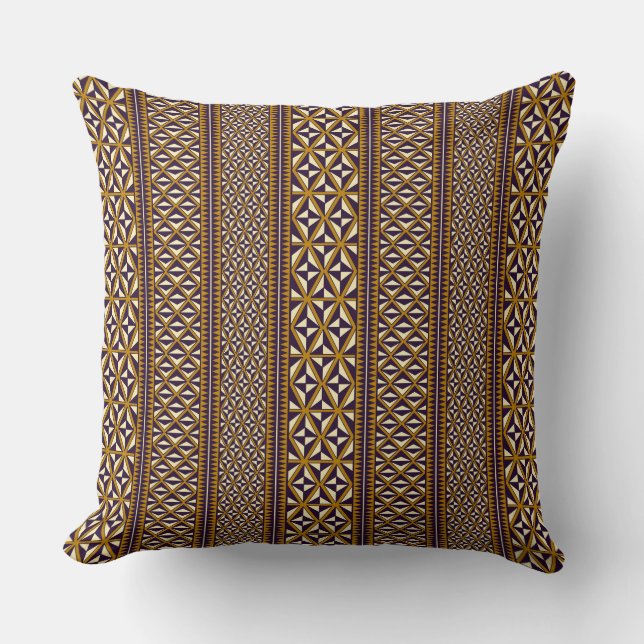 Almofada Maori Geométrico Brownish Pattern (Frente)