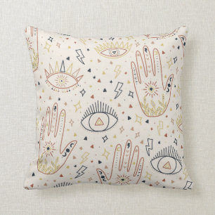 Almofada Mãos Esotéricas Olhos Tom Boho Padrão Estrelas sím