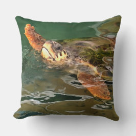 Almofada Mãos Para Cima Para Uma Tartaruga Limpa No Oceano