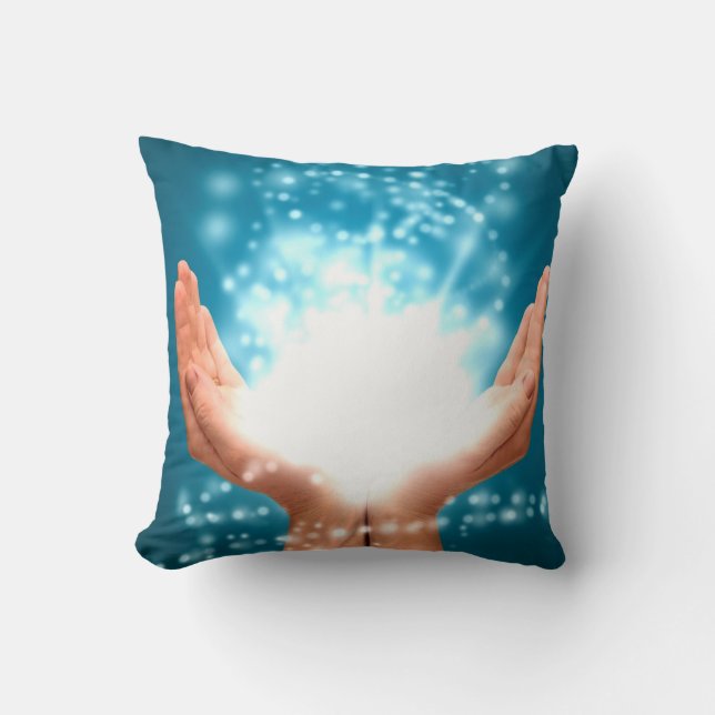 Almofada Mãos verdes para cicatrização chakra Reiki energia (Frente)