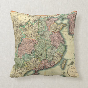 Almofada Mapa 1801 de John Cary de China e de Coreia