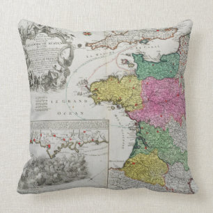 Almofada Mapa alemão que mostra ataques navais ingleses no