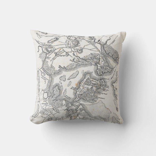 Almofada Mapa antigo de Boston | 1775-1776 (Frente)