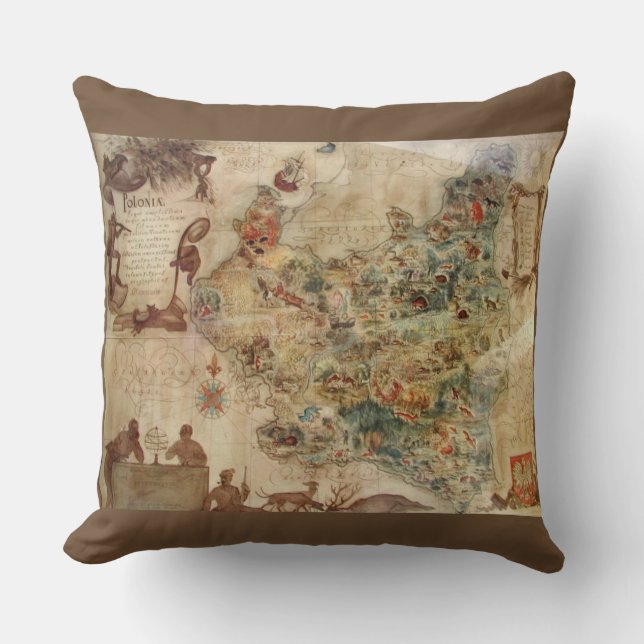 ALMOFADA MAPA ANTIGO DO TRAVESSEIRO DO POLÔNIA (Frente)