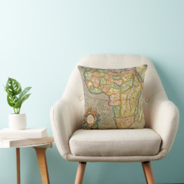 Almofada Mapa Antiquado Gerardus Mercator da África