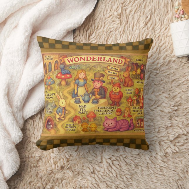 Almofada Mapa Caprichoso das Aventuras de Alice no País das (Cobertor)