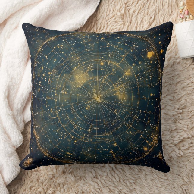 Almofada Mapa Celestial das Estrelas do ouro (4) (Cobertor)