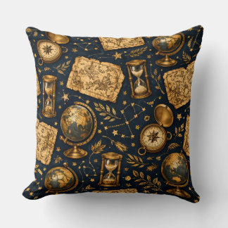 Almofada Mapa Celestial Vintage e Padrão de Astronomia