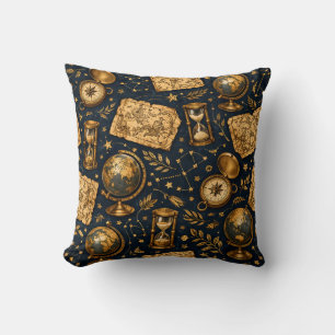 Almofada Mapa Celestial Vintage e Padrão de Astronomia
