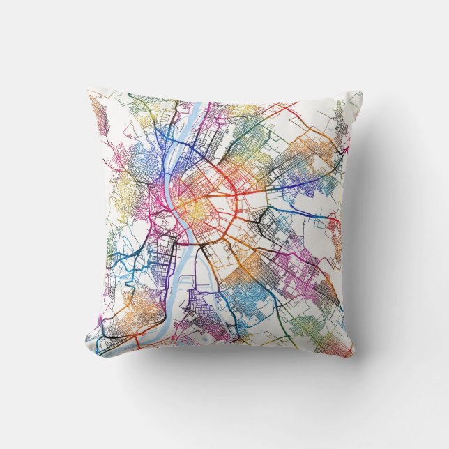 Almofada Mapa da Cidade de Budapeste na Hungria (Frente)