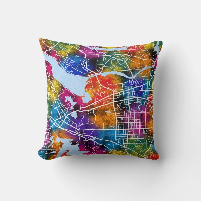 Almofada Mapa da Cidade de Huainan na China (Frente)