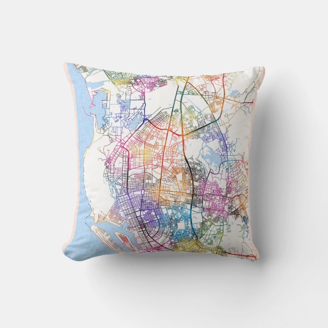 Almofada Mapa da cidade de Kaohsiung em Taiwan (Frente)