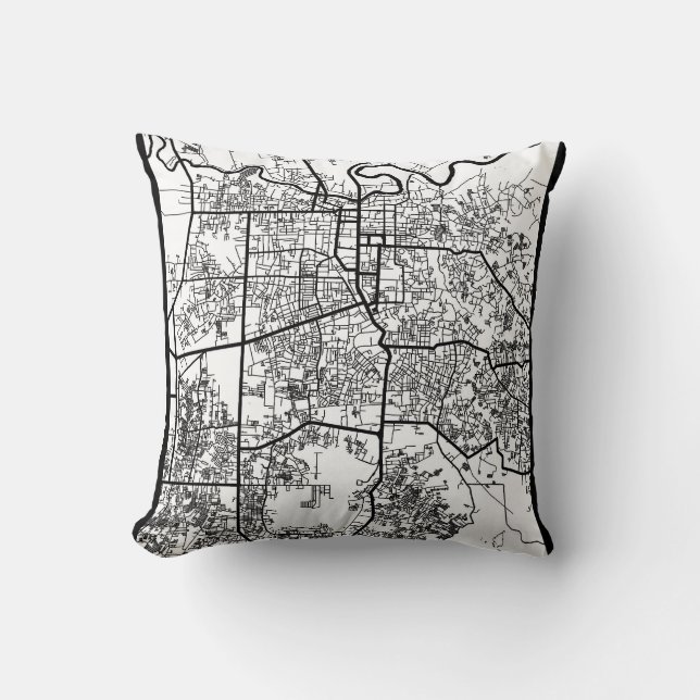 Almofada Mapa da Cidade de Pekanbaru Indonésia (Frente)