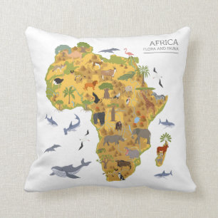 Almofada Mapa da flora & da fauna de África