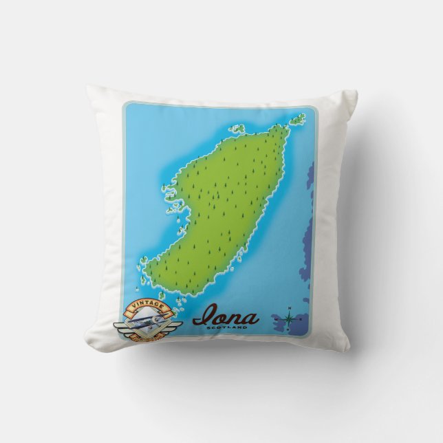 Almofada Mapa da Iona Escócia (Frente)