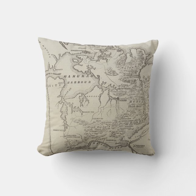 Almofada Mapa da terra entre Auckland & rio de Waikato (Frente)
