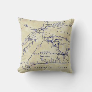 Almofada Mapa da Vintagem de Martha nº 1 Marinho Blue Tea S