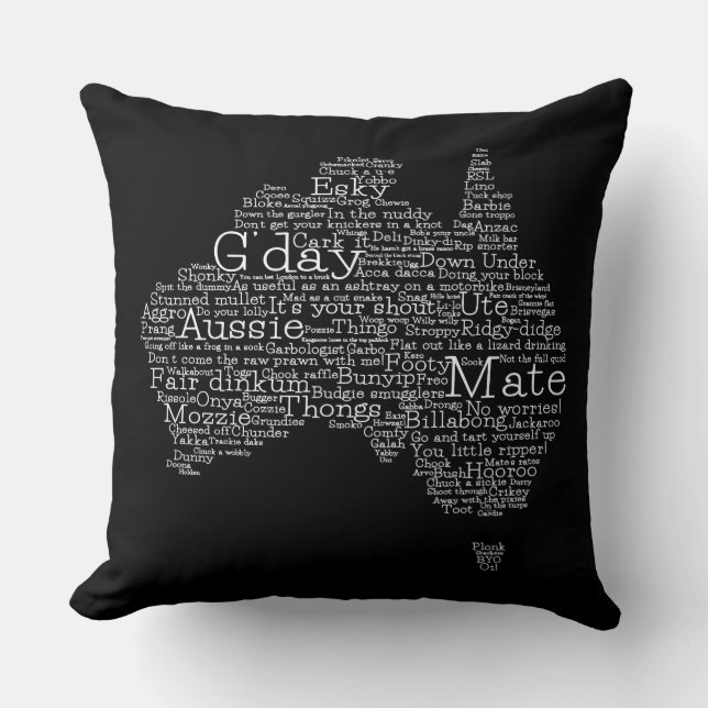Almofada mapa das gírias australianas (Frente)