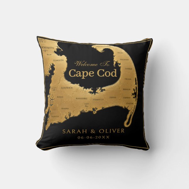 Almofada Mapa de boas-vindas elegante de Cape Cod (Frente)
