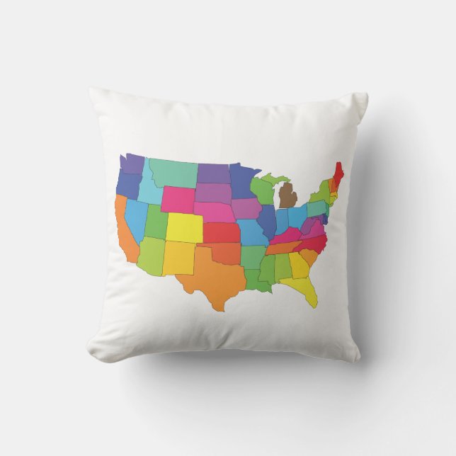 Almofada mapa de Estados Unidos da América (Frente)