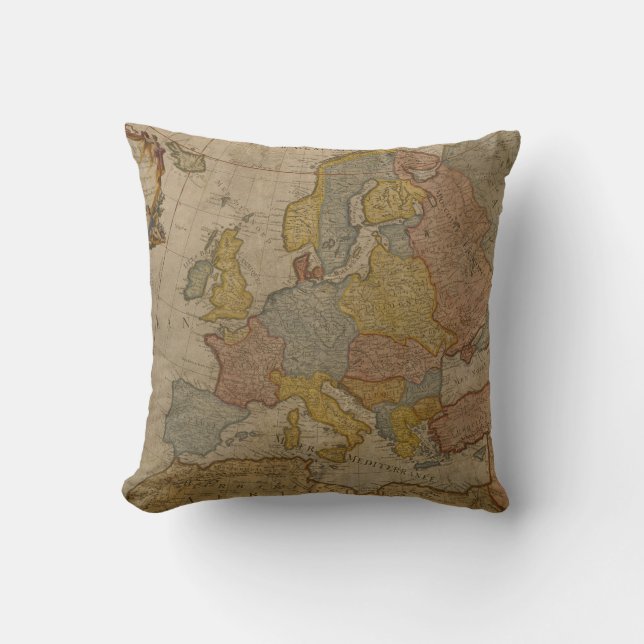 Almofada Mapa de Europa | 1700 (Frente)