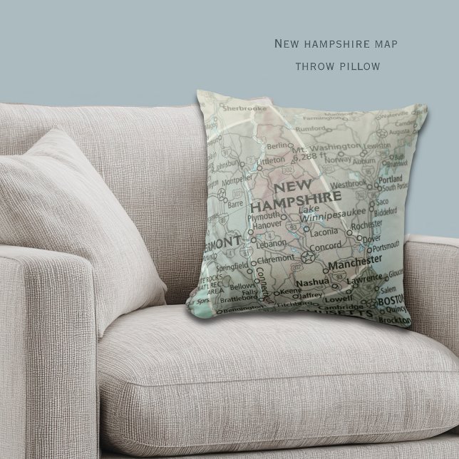Almofada Mapa de New Hampshire | Granite State Personalizad (Criador carregado)