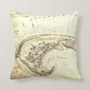 Almofada Mapa de Provincetown in 1830 Truro