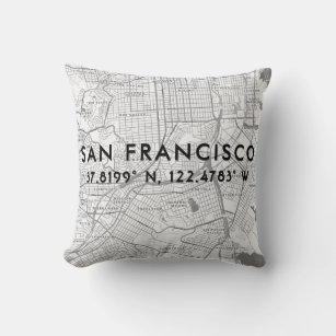 Almofada Mapa de São Francisco White e Cinzas Pretas Person
