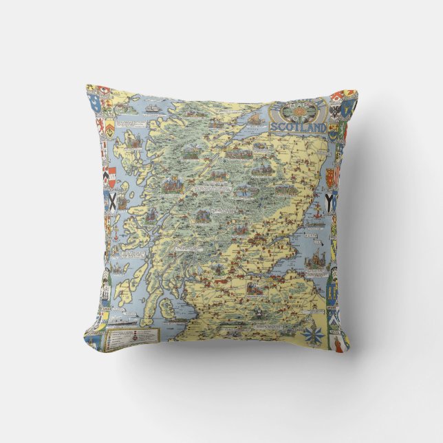 Almofada Mapa de Scotland histórico (Frente)