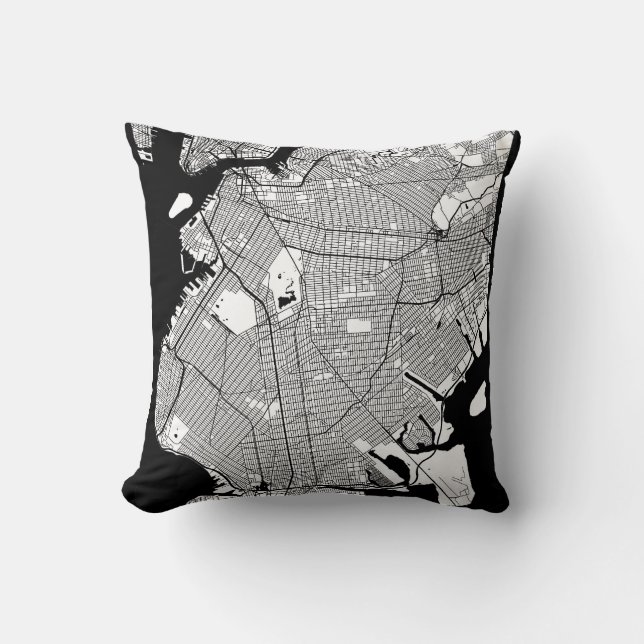 Almofada Mapa do Brooklyn Nova York (Frente)
