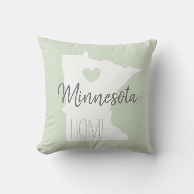 Almofada Mapa do Estado de Minnesota para casa de amor (Frente)