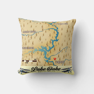 Almofada Mapa do Lago Oahe Dakota do Sul