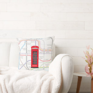 Almofada Mapa do Metrô de Londres com Nome Personalizado e