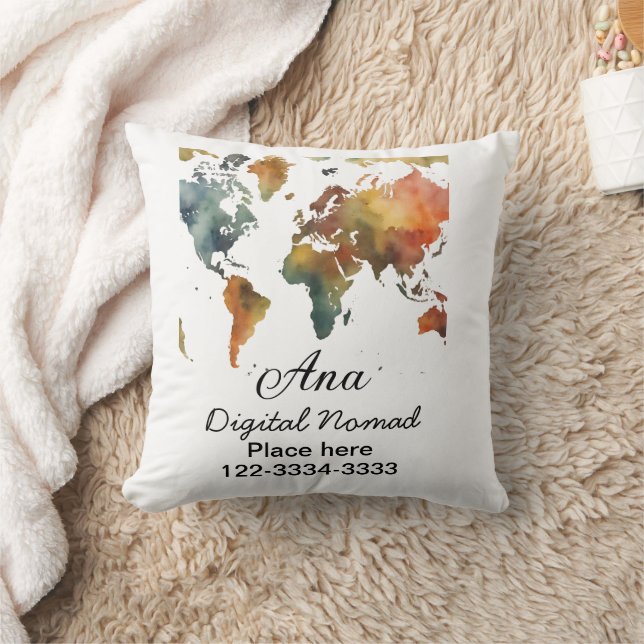 Almofada Mapa do mundo adicione seu nome texto localidade t (Cobertor)