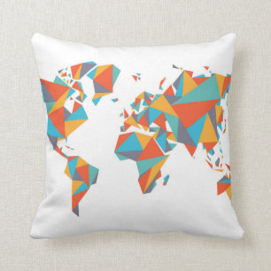 Almofada Mapa do mundo geométrico abstrato