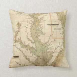 Almofada Mapa do vintage da baía de Chesapeake (1840)