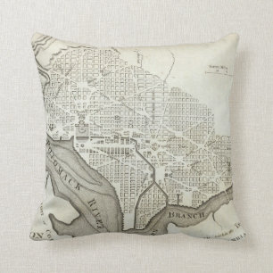 Almofada Mapa do vintage de C.C. de Washington (1794)