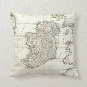 Almofada Mapa do vintage de Ireland (1771)