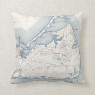 Almofada Mapa do vintage de Nantucket (1919)