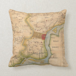 Almofada Mapa do vintage de Philadelphfia Pensilvânia