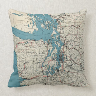Almofada Mapa do vintage de Puget Sound (1919)