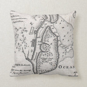 Almofada Mapa do vintage de St Augustine Florida (1737)