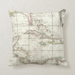 Almofada Mapa do vintage do caribe