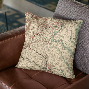 Almofada Mapa dos campos de batalha da Guerra Civil de Vint