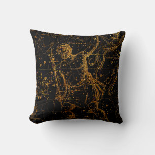 Almofada Mapa Estelar Celestial Astrológico Dourado Hércule