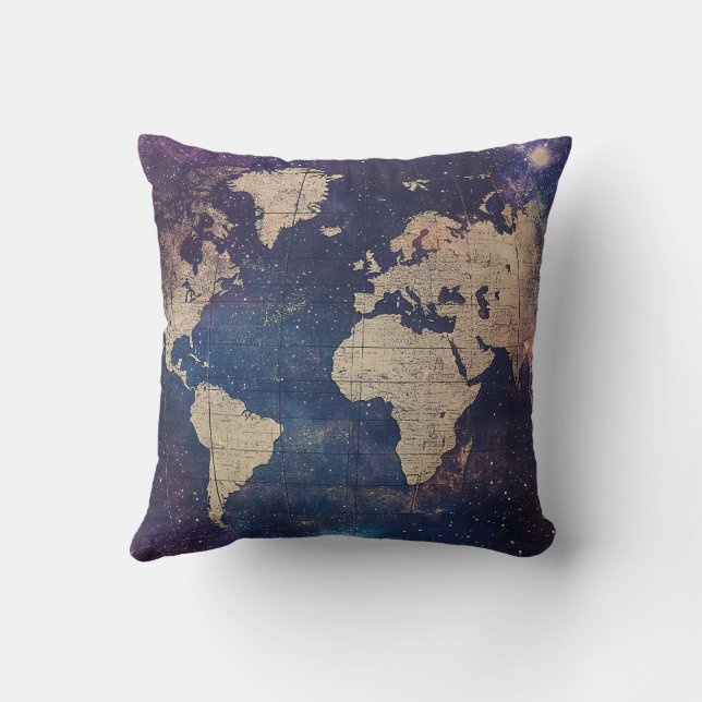 Almofada Mapa Estelar Celestial Roxo do Velho Mundo (Verso)