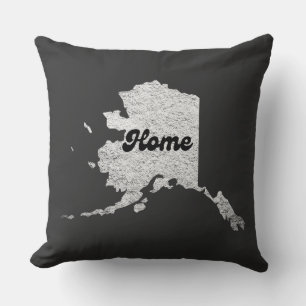 Almofada Mapa inicial do Orgulhoso Alask State Outline Roky