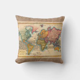 Almofada Mapa Mundial 1780 Bonne Antique Planisferio