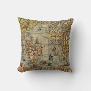 Almofada Mapa Mundial Vintage Atlas Antiquado Histórico