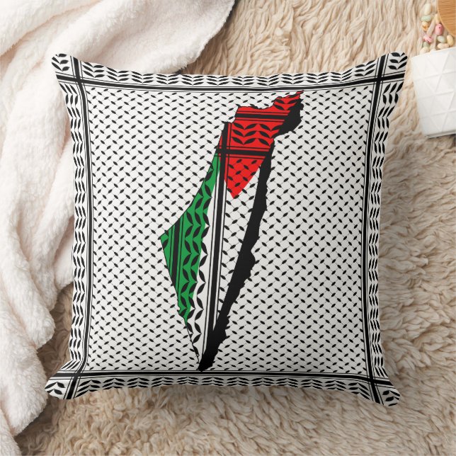 Almofada Mapa Palestino que Bandeira e Padrão Keffiyeg (Cobertor)